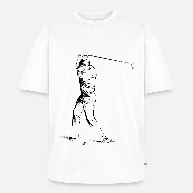 Bild eines Golfers während des Spiels - Unisex Premium Oversized Bio T-Shirt - Weiß