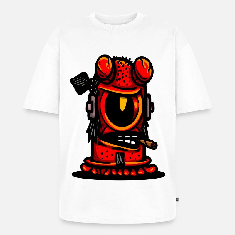 Red Devil Cigar Karikatur - Unisex Premium Oversized Bio T-Shirt - Weiß
