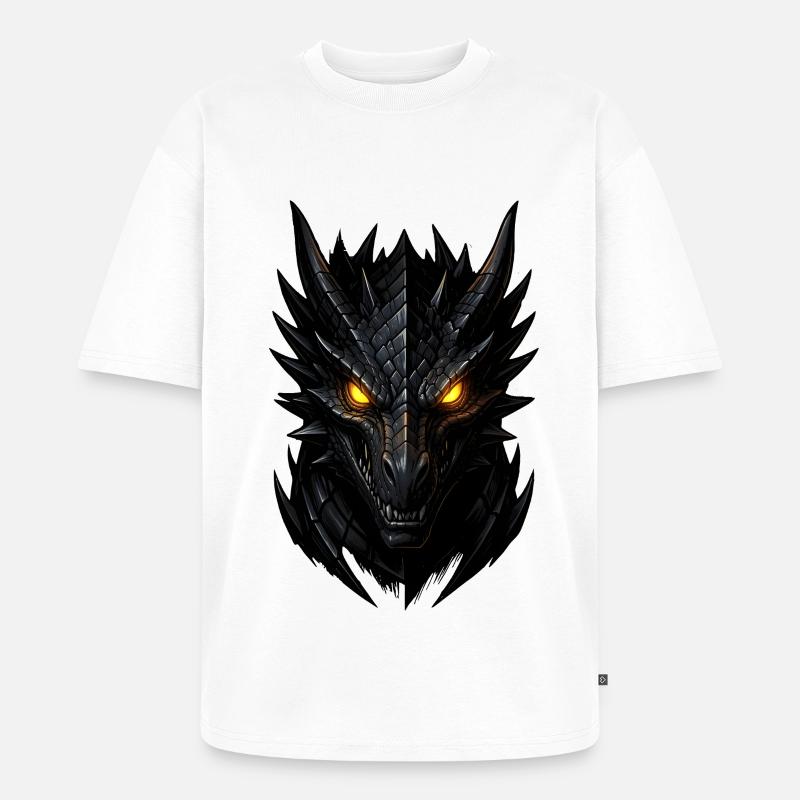 Dunkler Drachenkopf - Unisex Premium Oversized Bio T-Shirt - Weiß