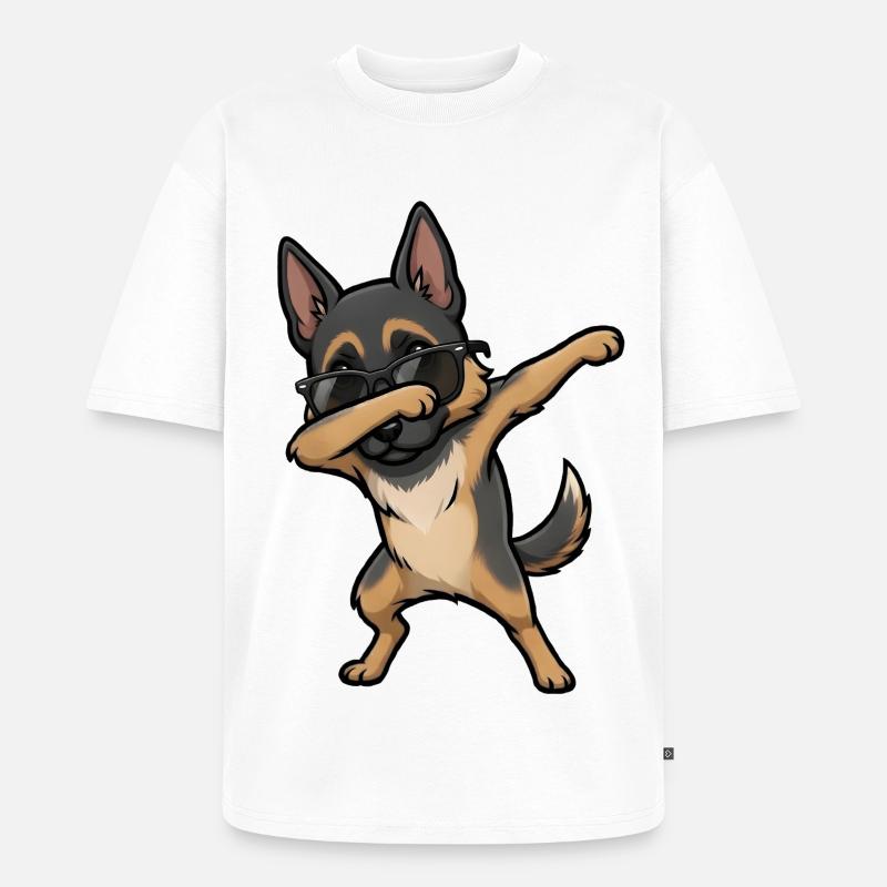 Dabbing Deutscher Schäferhund - Unisex Premium Oversized Bio T-Shirt - Weiß