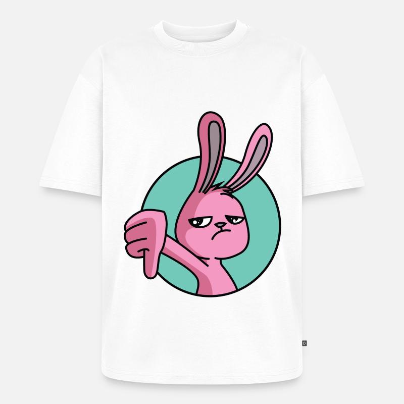 Hase Daumen Runter - Unisex Premium Oversized Bio T-Shirt - Weiß