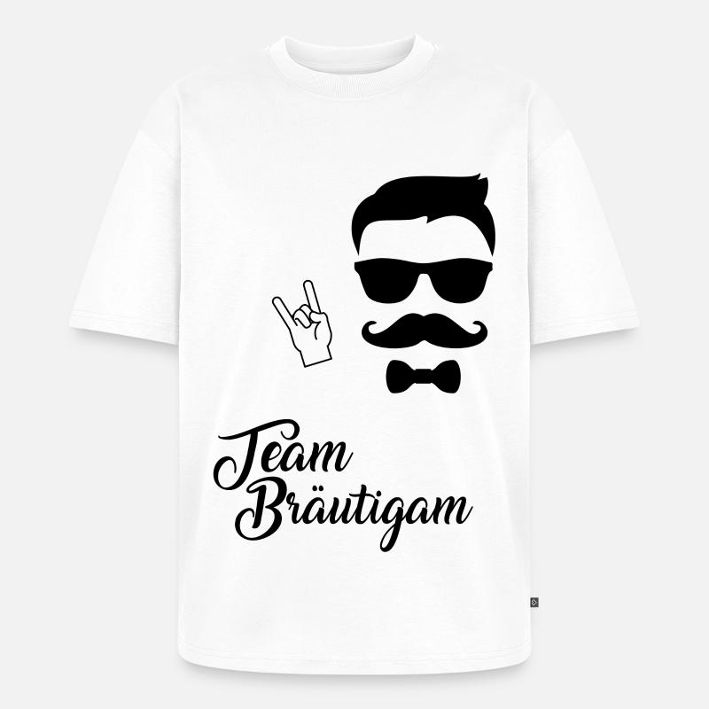 Team Bräutigam - Rock n Roll - Unisex Premium Oversized Bio T-Shirt - Weiß