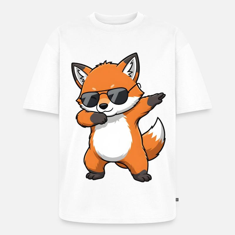 Dab Fox - T-shirt Premium bio oversize Unisexe - blanc