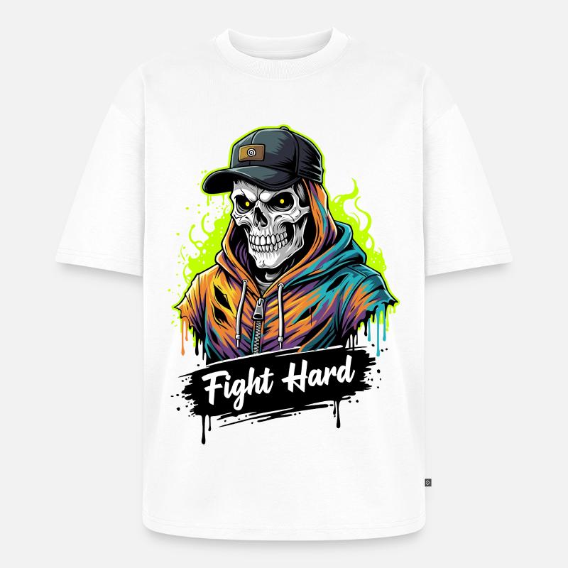KÄMPFE HART - Unisex Premium Oversized Bio T-Shirt - Weiß