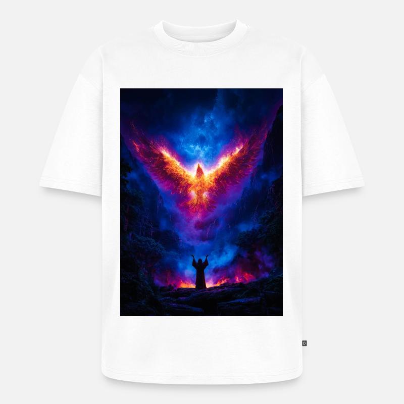 Phönix-Aufstieg über den feurigen Abgrund - Unisex Premium Oversized Bio T-Shirt - Weiß