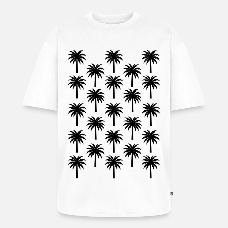 Palm Tree Pattern Black Palm Tree - Unisex Premium Oversized Organic T-Shirt - white