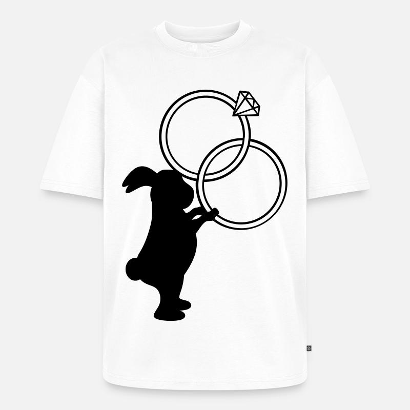 Bagues de mariage Lapin de mariage - T-shirt Premium bio oversize Unisexe - blanc