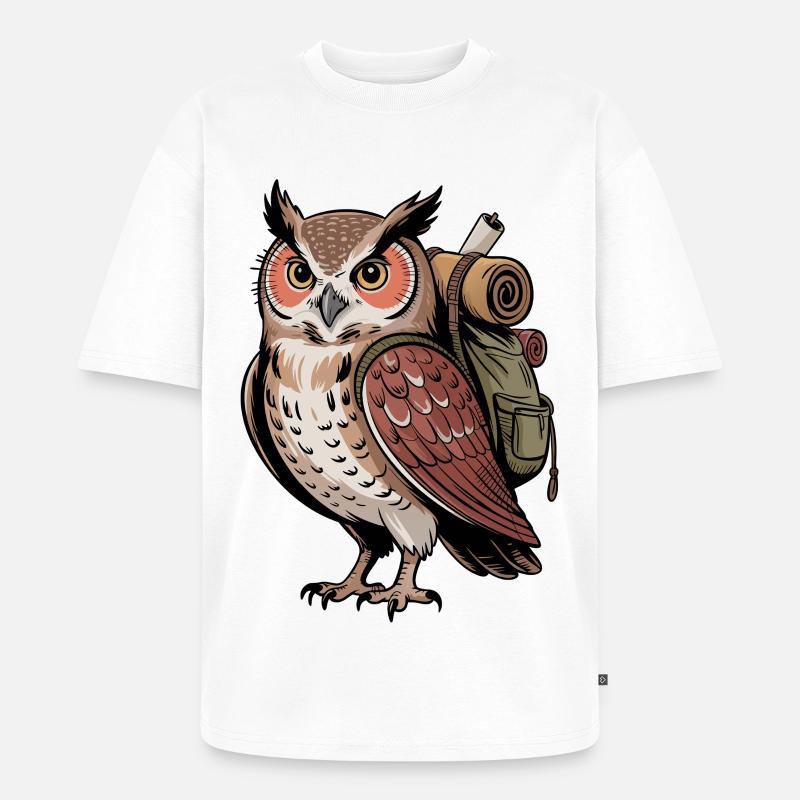 Wandernde Eule - Unisex Premium Oversized Bio T-Shirt - Weiß