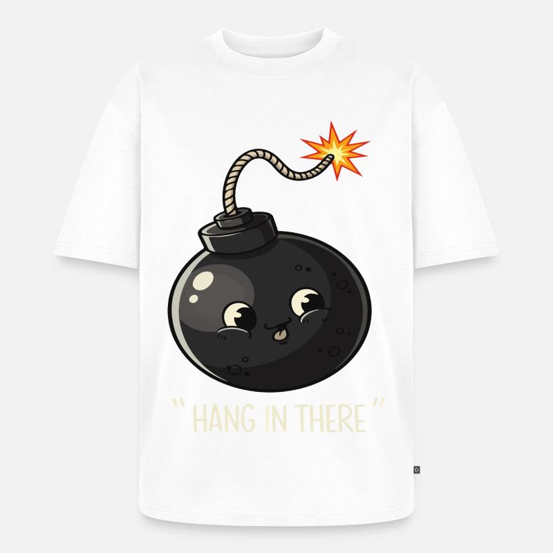 Kawaii Explodierende Bombe Comic Design - Unisex Premium Oversized Bio T-Shirt - Weiß