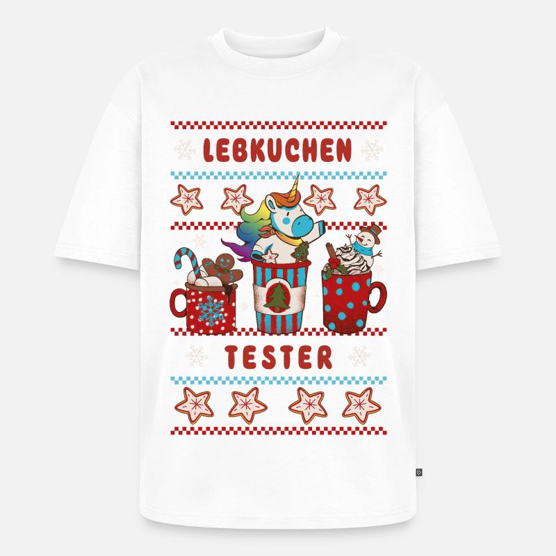 LEBKUCHEN TESTER Einhorn Weihnachten - Unisex Premium Oversized Bio T-Shirt - Weiß