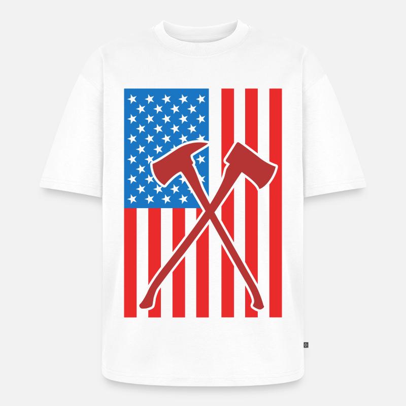 Brandbekämpfung USA Flagge - Unisex Premium Oversized Bio T-Shirt - Weiß