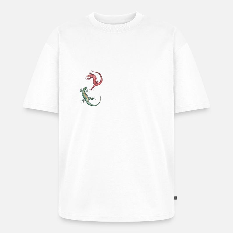 Eidechsen - Geckos - Unisex Premium Oversized Bio T-Shirt - Weiß