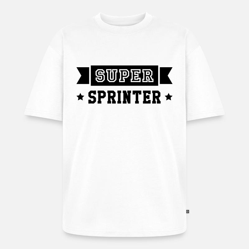 Leichtathletik / Sprint / Sprinter / Sprinterin - Unisex Premium Oversized Bio T-Shirt - Weiß
