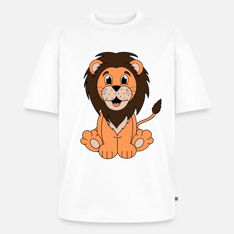 Löwe - Unisex Premium Oversized Bio T-Shirt - Weiß