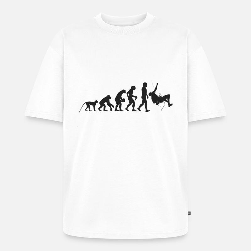 Evolution Klettern - Unisex Premium Oversized Bio T-Shirt - Weiß