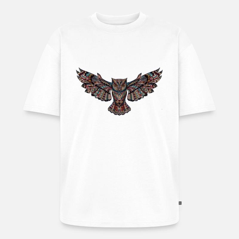 Eule - Unisex Premium Oversized Bio T-Shirt - Weiß