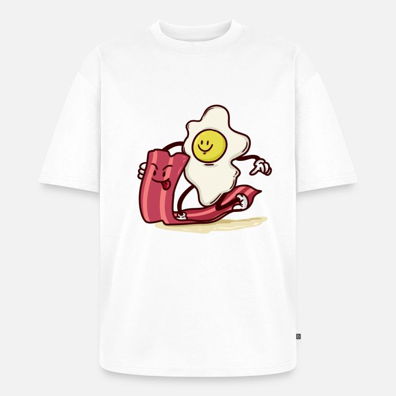 Ei reitet Bacon-Scheibe - Unisex Premium Oversized Bio T-Shirt - Weiß