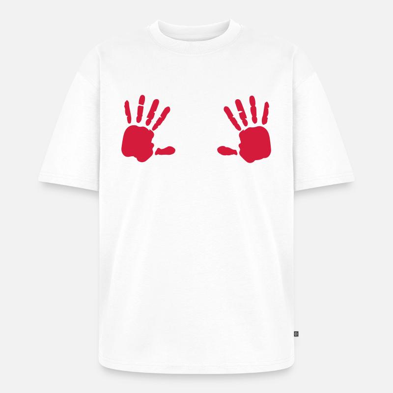 Handprint seins 1c du sein - T-shirt Premium bio oversize Unisexe - blanc