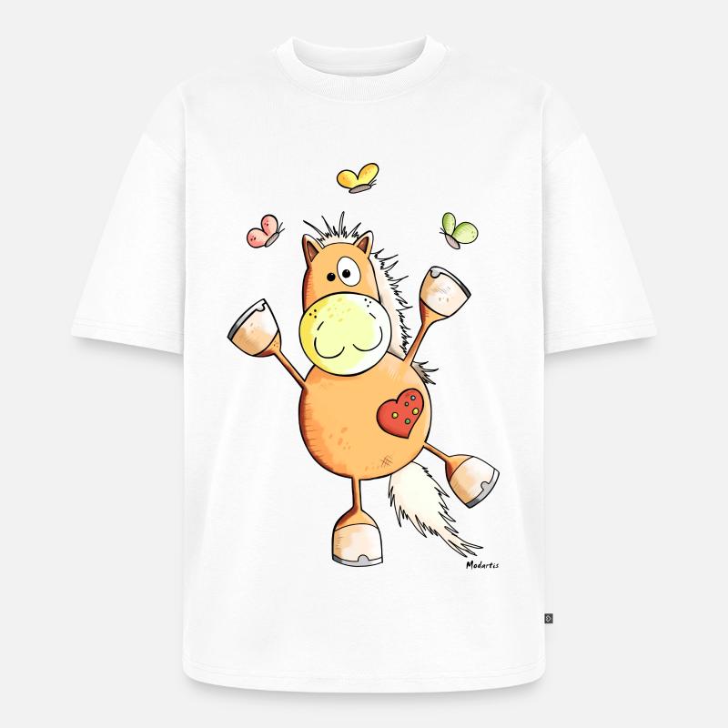 Priscilla das Pferd - Unisex Premium Oversized Bio T-Shirt - Weiß