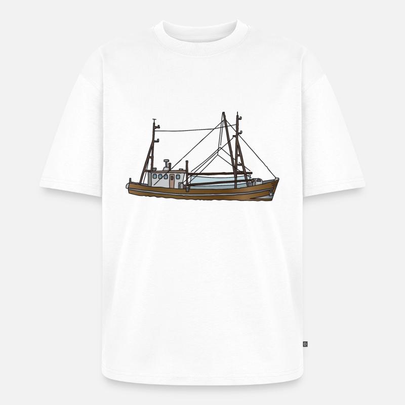 Fischerboot c - Unisex Premium Oversized Bio T-Shirt - Weiß