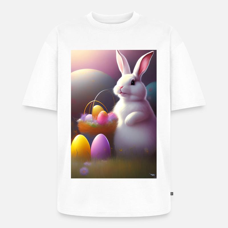 Easter Bunny with Easter Eggs - Unisex Premium Oversized Organic T-Shirt - white