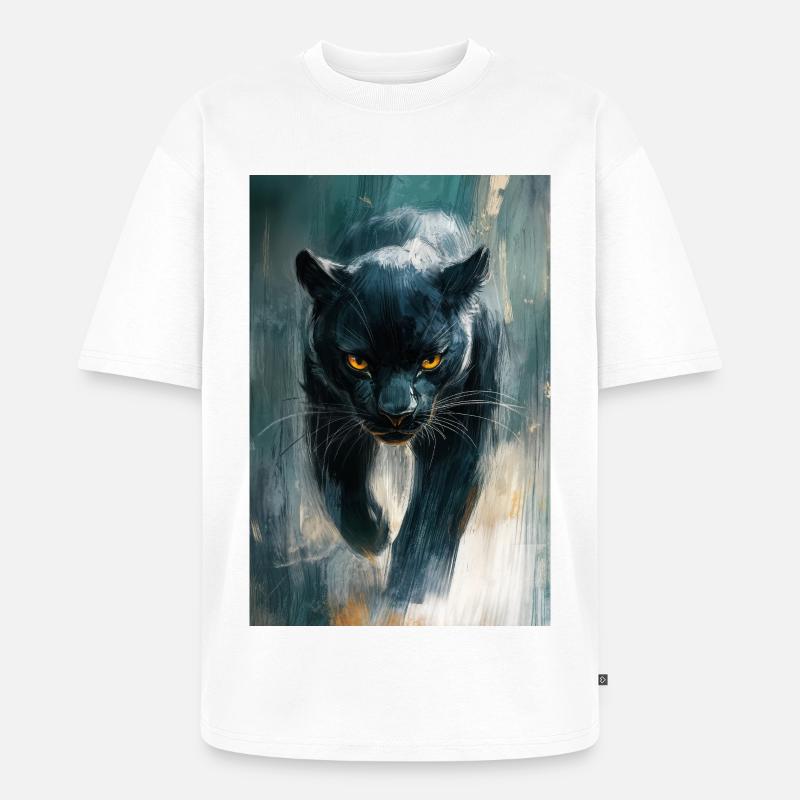 Illustration eines Panthers - Unisex Premium Oversized Bio T-Shirt - Weiß