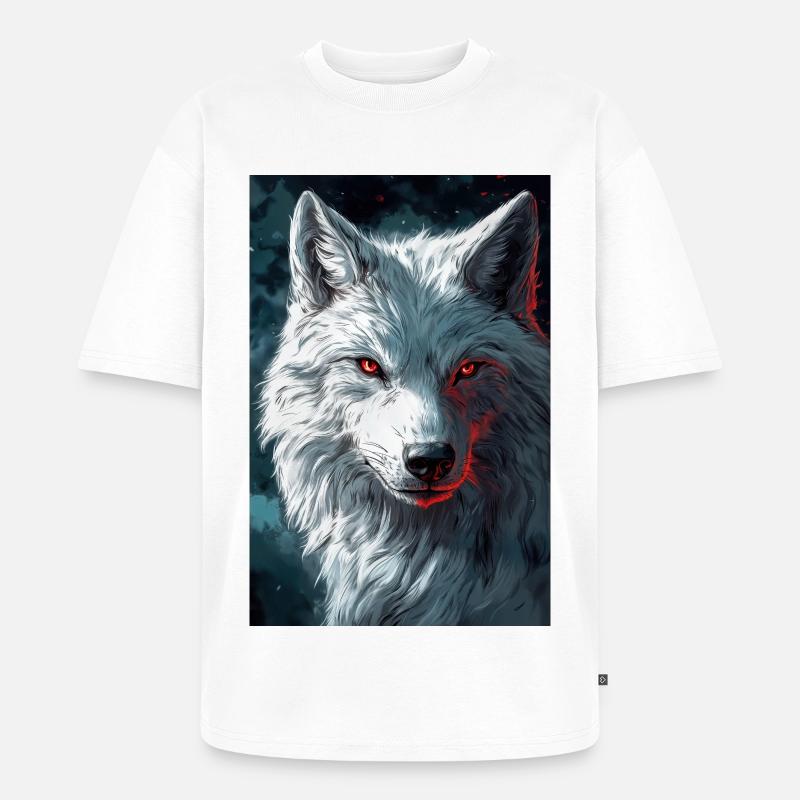 Illustration eines Wolfes - Unisex Premium Oversized Bio T-Shirt - Weiß