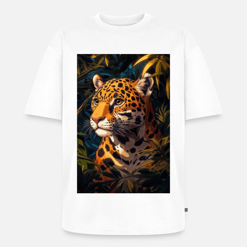Illustration eines Jaguars - Unisex Premium Oversized Bio T-Shirt - Weiß
