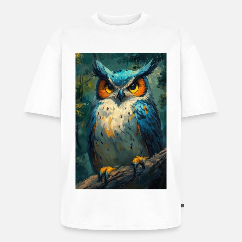 Illustration einer Eule - Unisex Premium Oversized Bio T-Shirt - Weiß