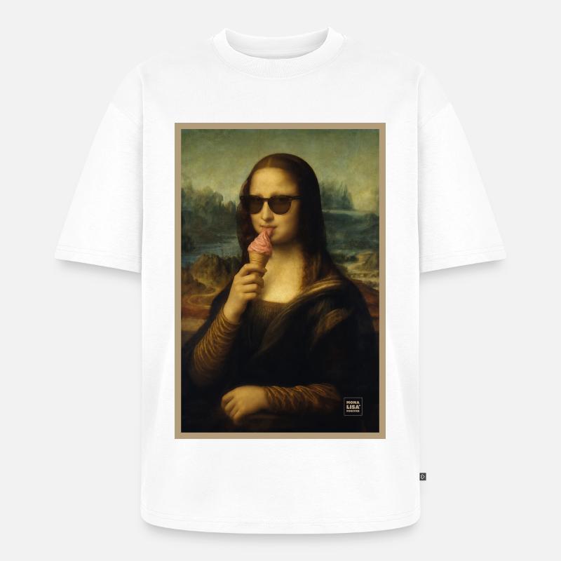 Mona Lisa leckt Eiscreme - Unisex Premium Oversized Bio T-Shirt - Weiß