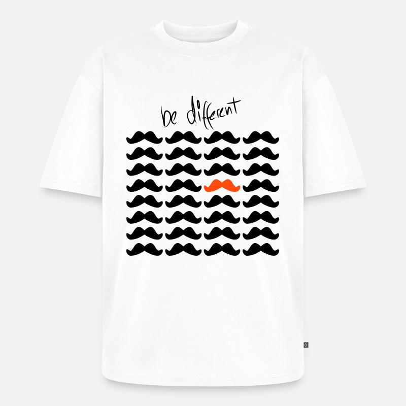 Mustache Moustache "be different" 2c - Unisex Premium Oversized Bio T-Shirt - Weiß