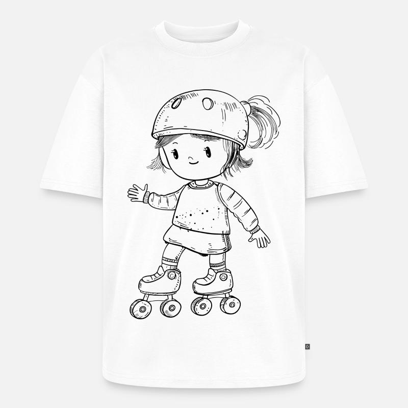 Rollschuhfahrerin Comic Look - Unisex Premium Oversized Bio T-Shirt - Weiß