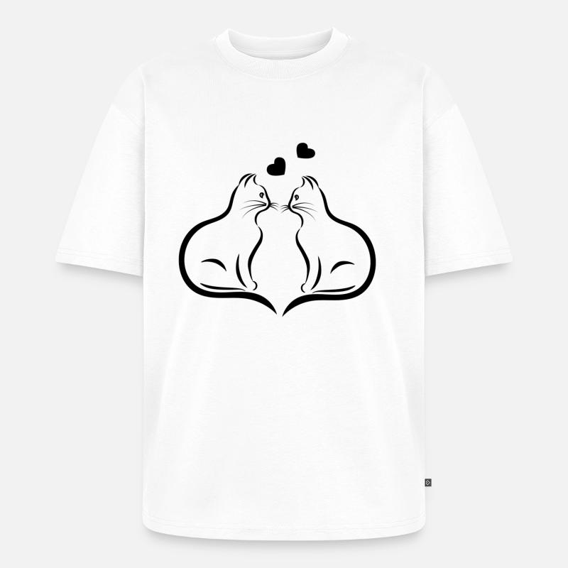 Zwei Katzen - Unisex Premium Oversized Bio T-Shirt - Weiß