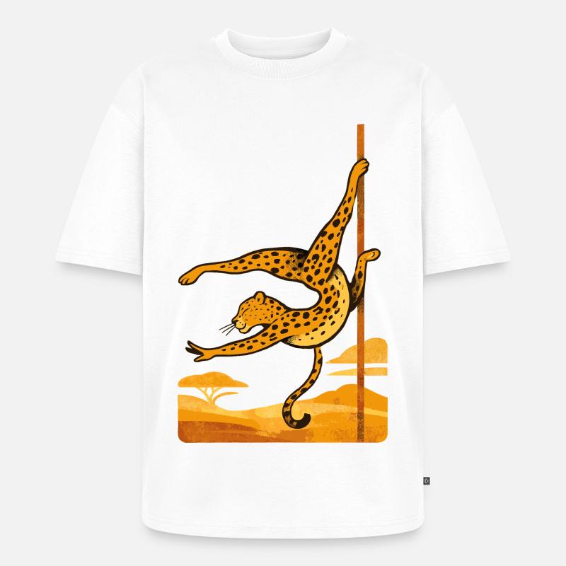 Pole Dance Leopardin Poledancerin Geschenk - Unisex Premium Oversized Bio T-Shirt - Weiß