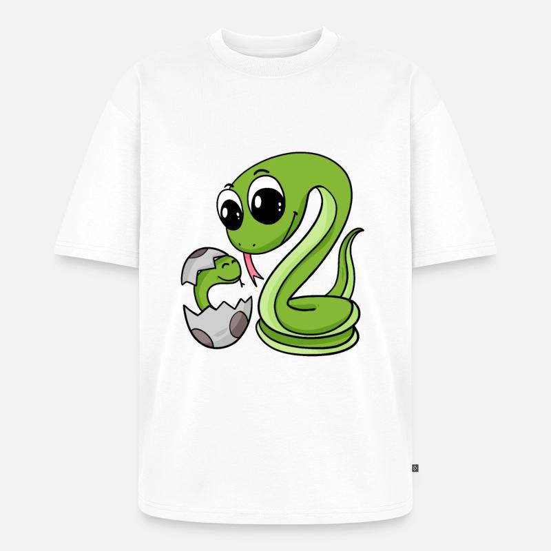 Serpent avec bébé serpent - T-shirt Premium bio oversize Unisexe - blanc