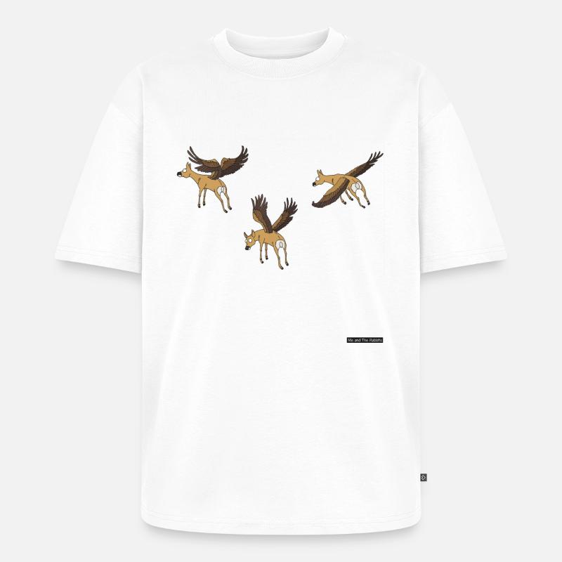 fliegende Hirsche - Unisex Premium Oversized Bio T-Shirt - Weiß