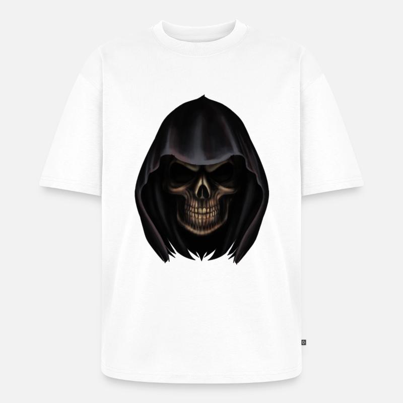 Sensenmann Kopf - Unisex Premium Oversized Bio T-Shirt - Weiß
