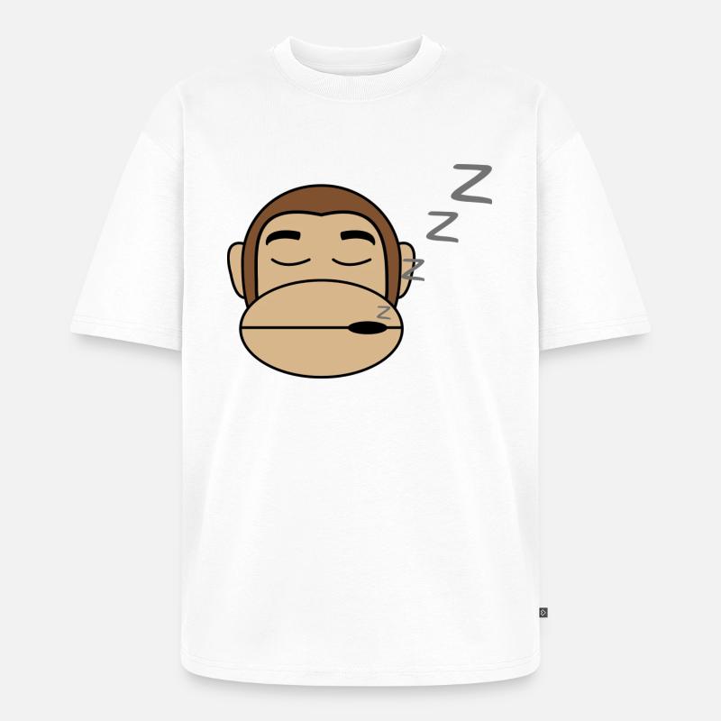 Affe Schläft Geschenk Idee - Unisex Premium Oversized Bio T-Shirt - Weiß