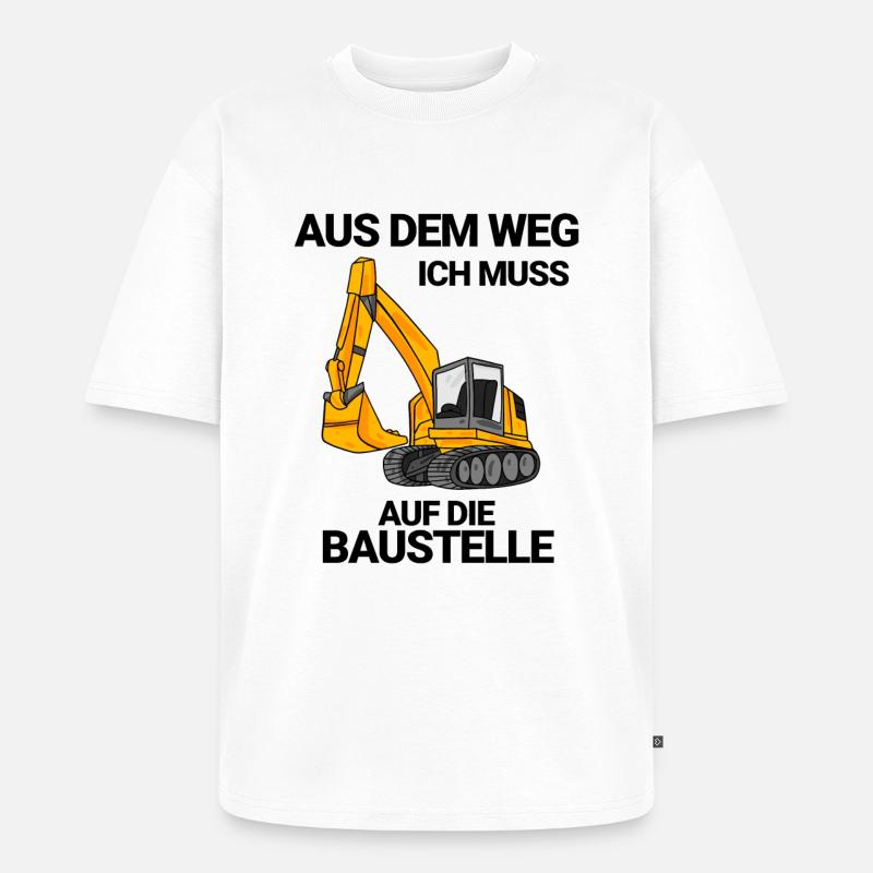 Baustelle Bagger Baggerfahrer Geschenk - Unisex Premium Oversized Bio T-Shirt - Weiß