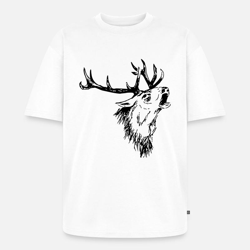 Hirsch - Unisex Premium Oversized Bio T-Shirt - Weiß