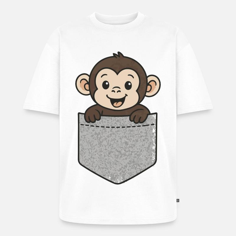 Taschenäffchen - Unisex Premium Oversized Bio T-Shirt - Weiß