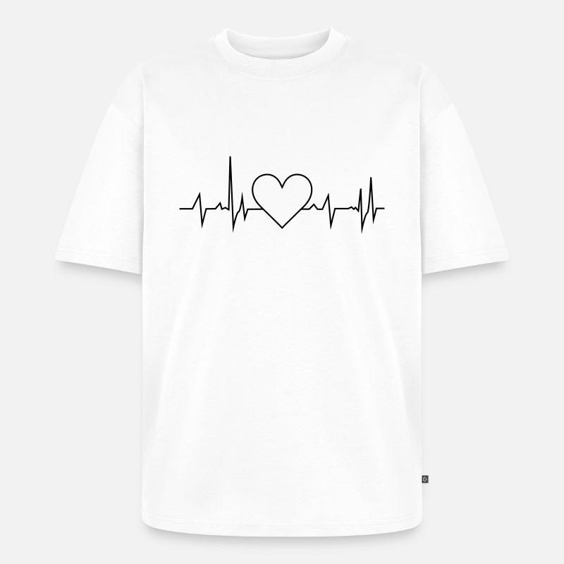 Herz Frequenz - Unisex Premium Oversized Bio T-Shirt - Weiß