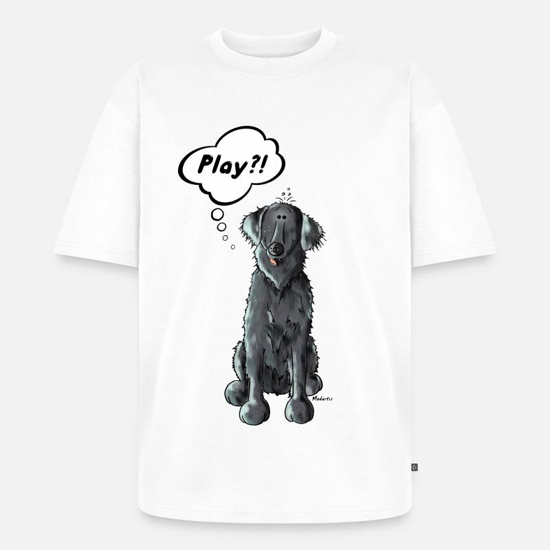 Flat Coated Retriever Play - Unisex Premium Oversized Bio T-Shirt - Weiß