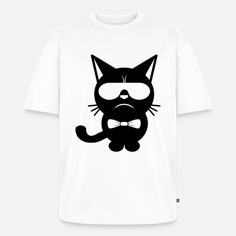 Bow Tie Cat - Unisex Premium Oversized Bio T-Shirt - Weiß