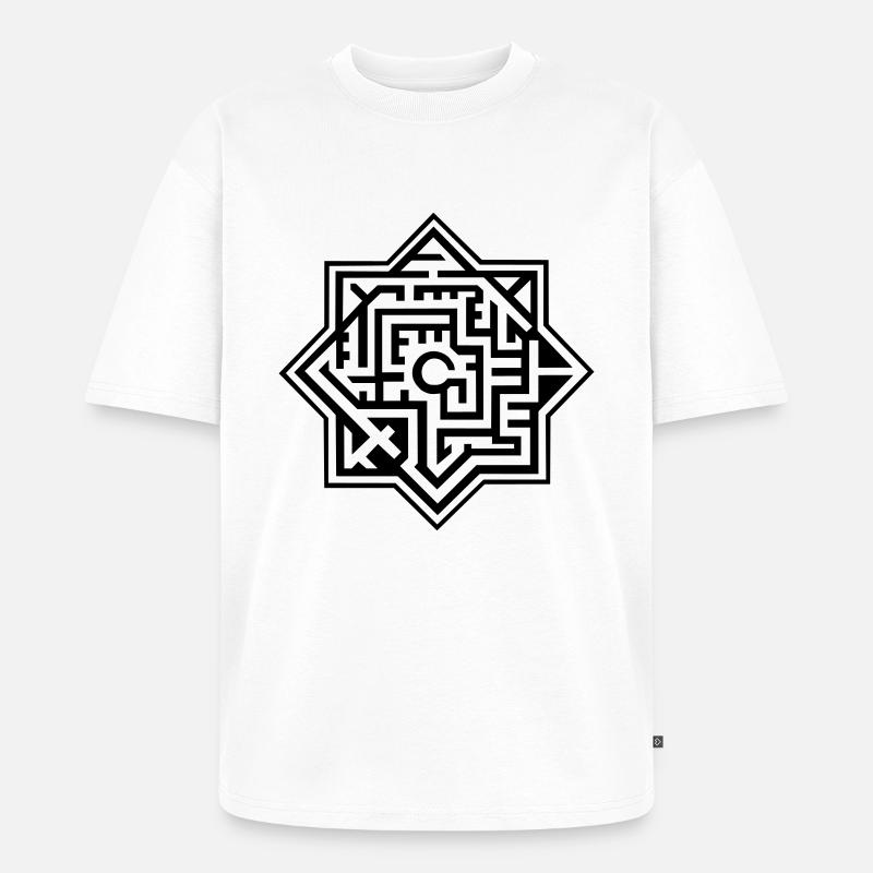 Mandala labyrinthe 2c - T-shirt Premium bio oversize Unisexe - blanc