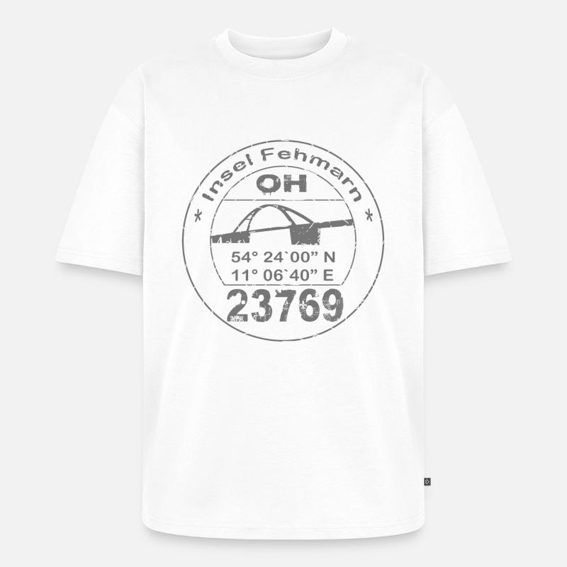 Fehmarn Stempel - Unisex Premium Oversized Bio T-Shirt - Weiß