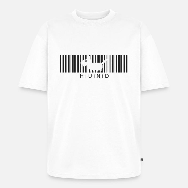 Hund Strichcode kleiner Wuffi - Unisex Premium Oversized Bio T-Shirt - Weiß