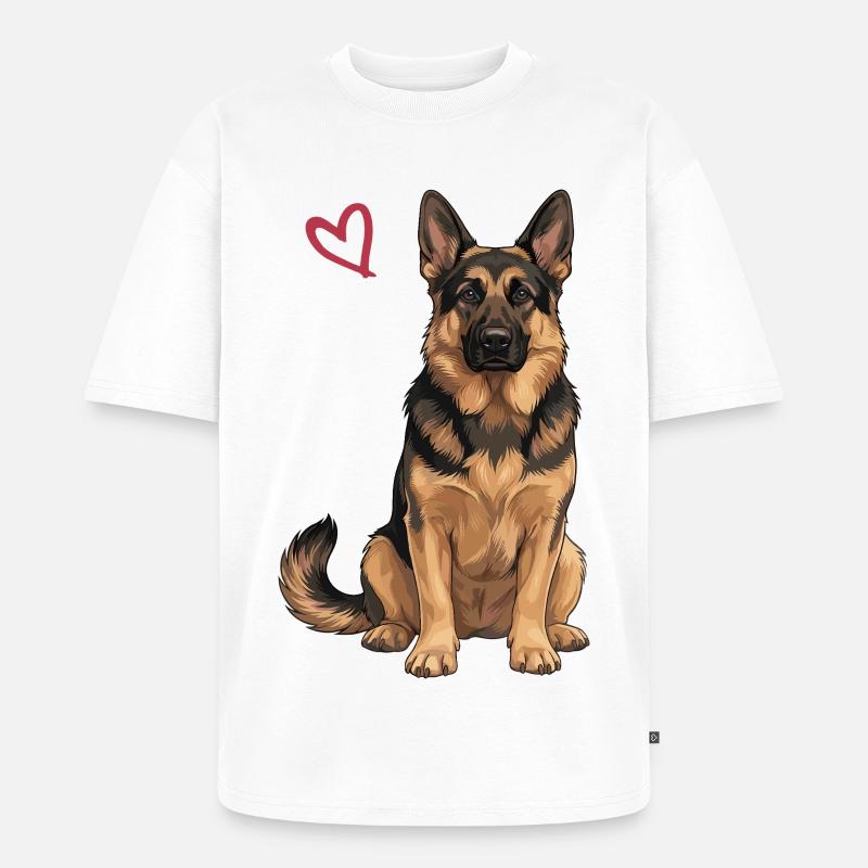 Deutscher Schäferhund, Schäferhund - Unisex Premium Oversized Bio T-Shirt - Weiß