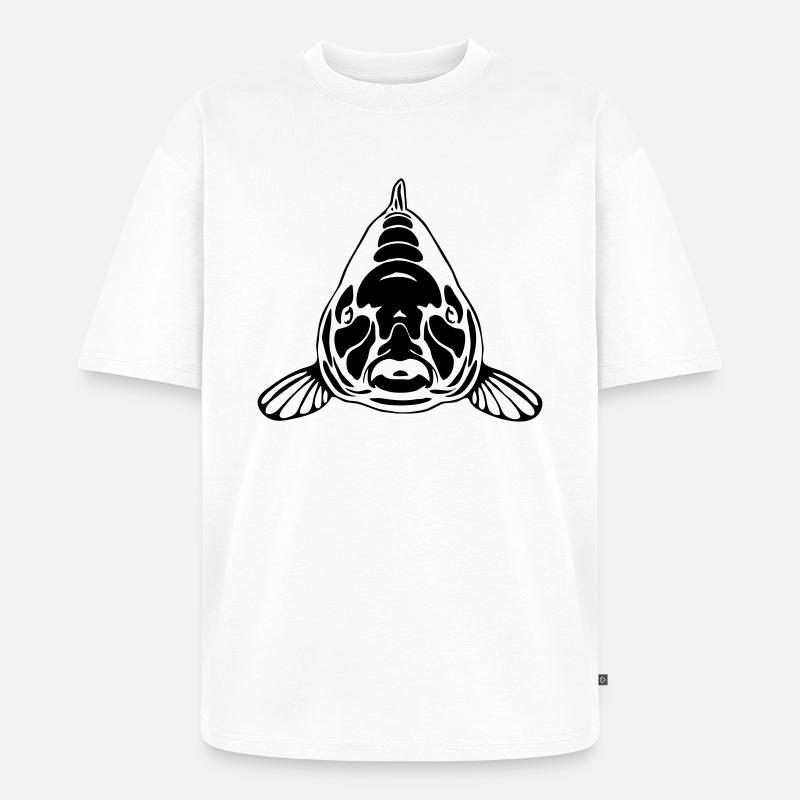 Karpfen frontal - Unisex Premium Oversized Bio T-Shirt - Weiß