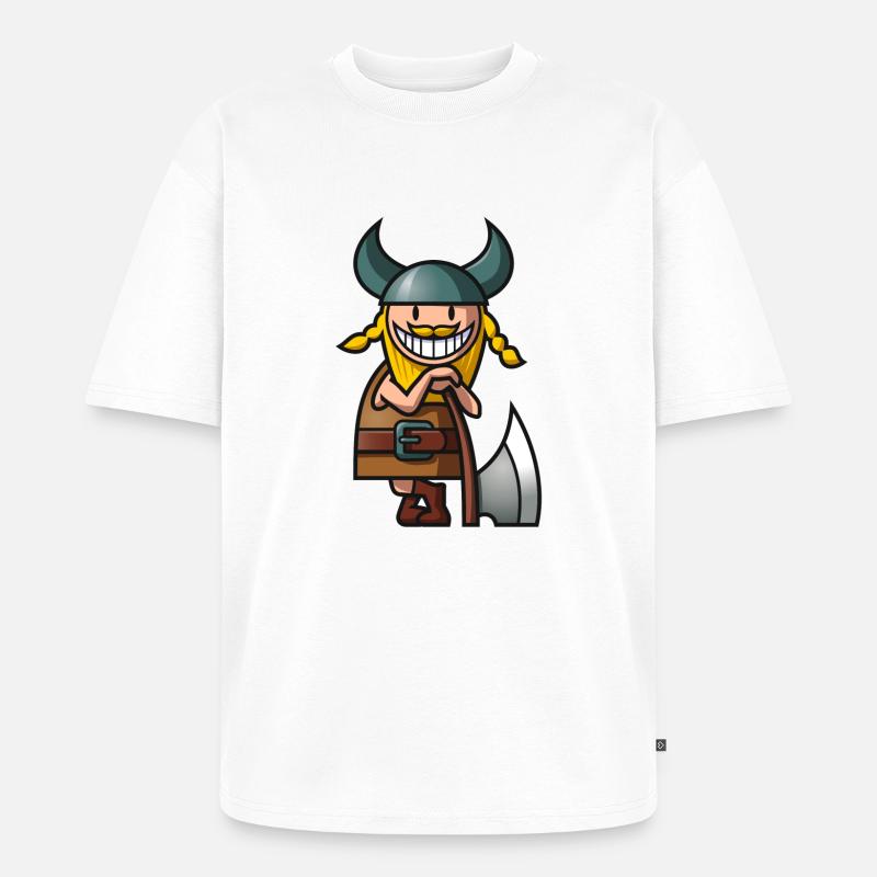 vl085c_wikinger_4c - Unisex Premium Oversized Bio T-Shirt - Weiß